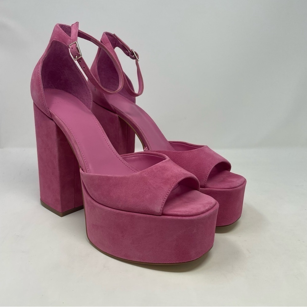 Marc Fisher Della Ankle Strap Suede Platform Sandals in Pink - Picture 5 of 10